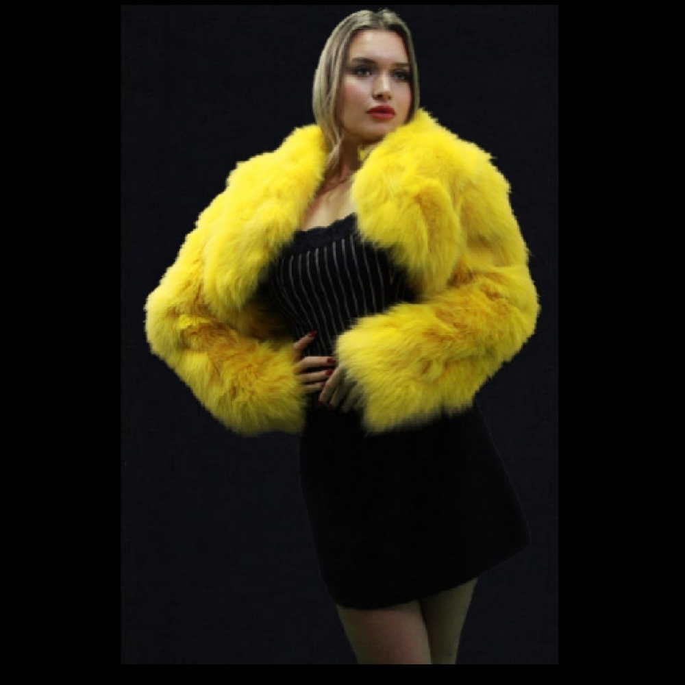 Yellow Fox Fur Jacket
